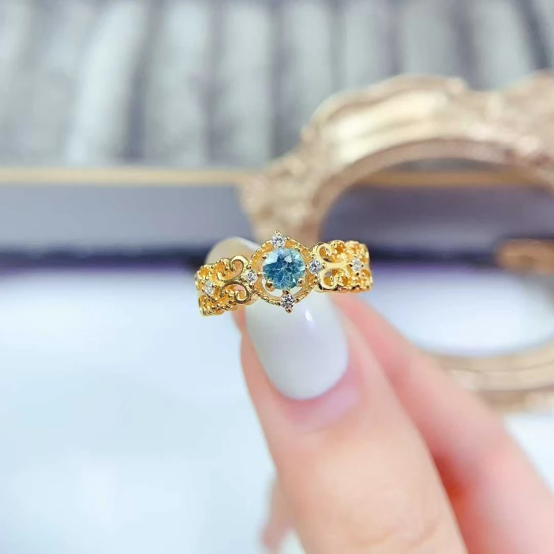 Кольцо из стерлингового серебра, ювелирные изделия, кольцо с натуральным топазом, 4 мм, кольцо из серебра VVS класса 925 с 3 слоями, позолота 18 карат 
Кольцо из стерлингового серебра, ювелирные изделия, кольцо с натуральным топазом, 4 мм, кольцо из серебра VVS класса 925 с 3 слоями, позолота 18 карат