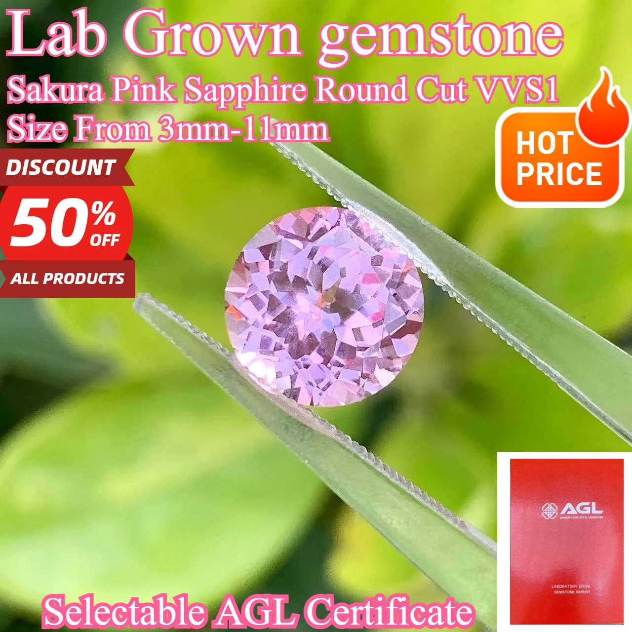 Lab Grown Sapphire Sakura Pink Color Round Cut Loose Gemstone Pass Diamoand For Jewelry Diy Making Selectable AGL Certificate
Lab Grown Sapphire Sakura Pink Color Round Cut Loose Gemstone Pass Diamoand For Jewelry Diy Making Selectable AGL Certificate