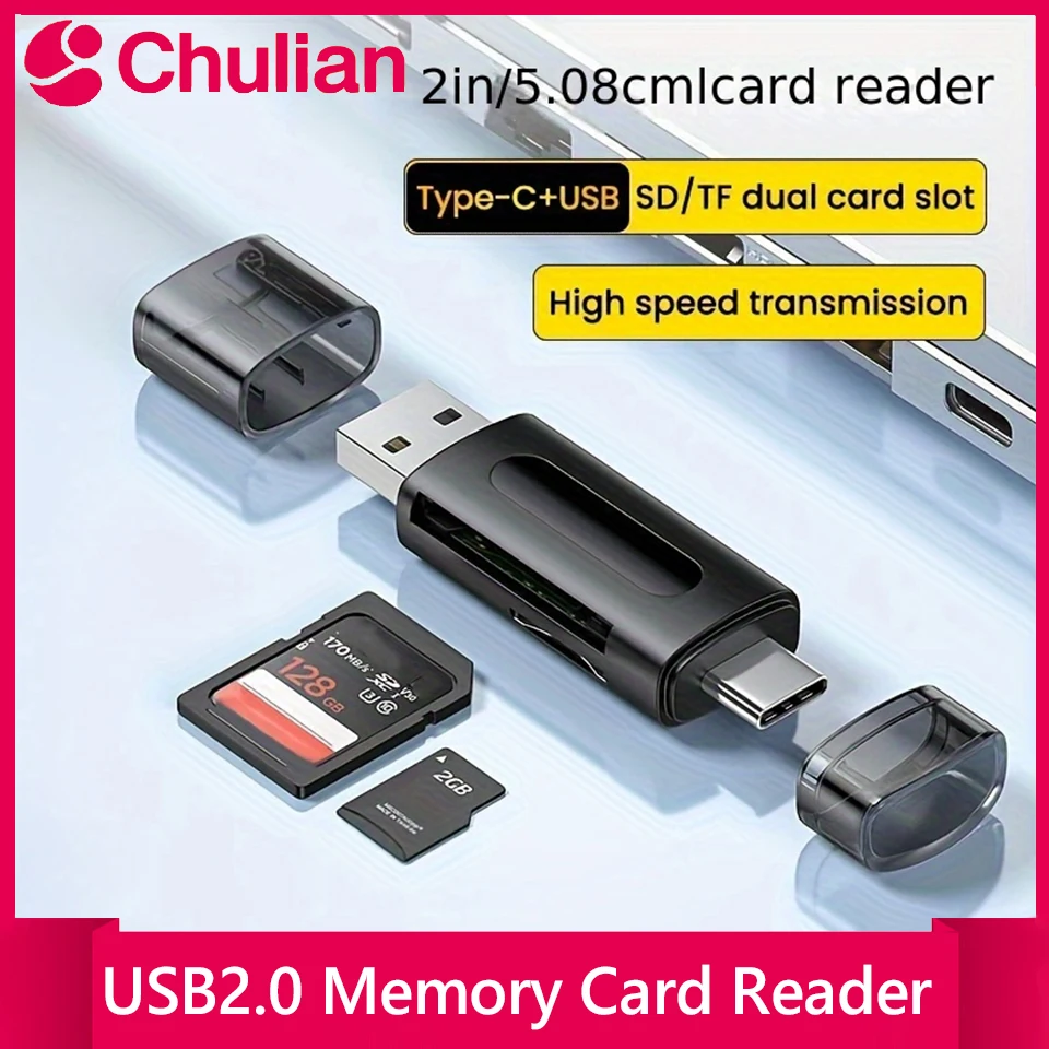 Mini SD TF Card 4-in-1 Multifunction USB Type-C Card Reader External Storage Black Expandable Compatible with USB 2.0
Mini SD TF Card 4-in-1 Multifunction USB Type-C Card Reader External Storage Black Expandable Compatible with USB 2.0