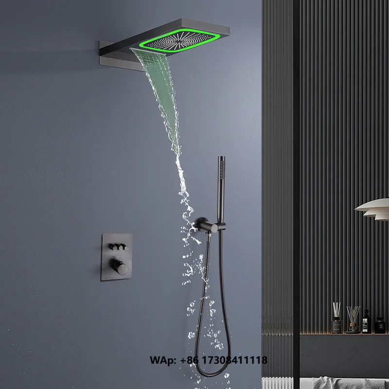In-wall Thermostatic Concealed Modern Minimalist Square Shower Set All-copper Ceramic Single-Handle Rain & Waterfall Spray
In-wall Thermostatic Concealed Modern Minimalist Square Shower Set All-copper Ceramic Single-Handle Rain & Waterfall Spray