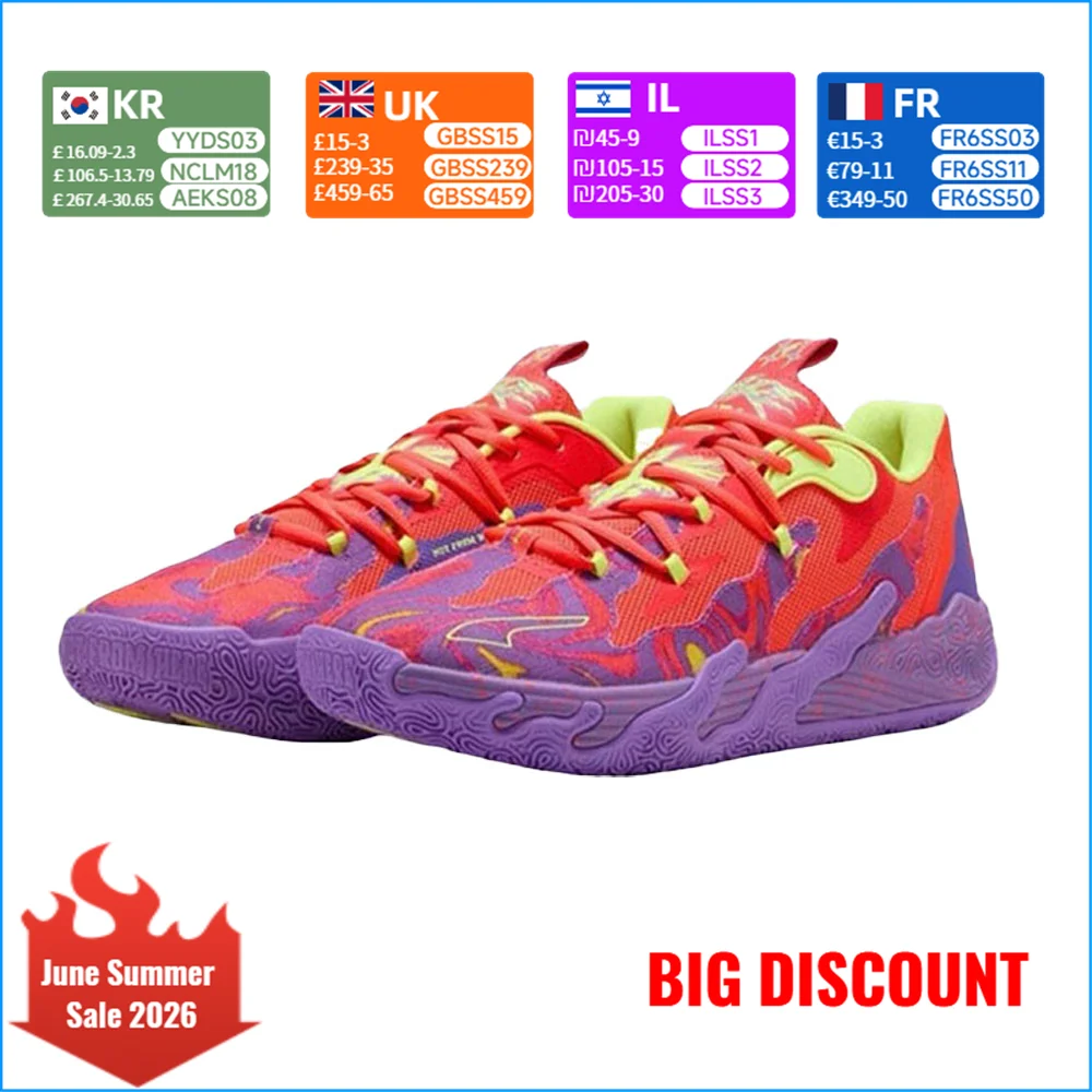 Puma MB.03 Men's Basketball Shoes Signature LaMelo Ball Responsive Cushioning Lockdown Support for Court Performance 310847-01
Puma MB.03 Men's Basketball Shoes Signature LaMelo Ball Responsive Cushioning Lockdown Support for Court Performance 310847-01