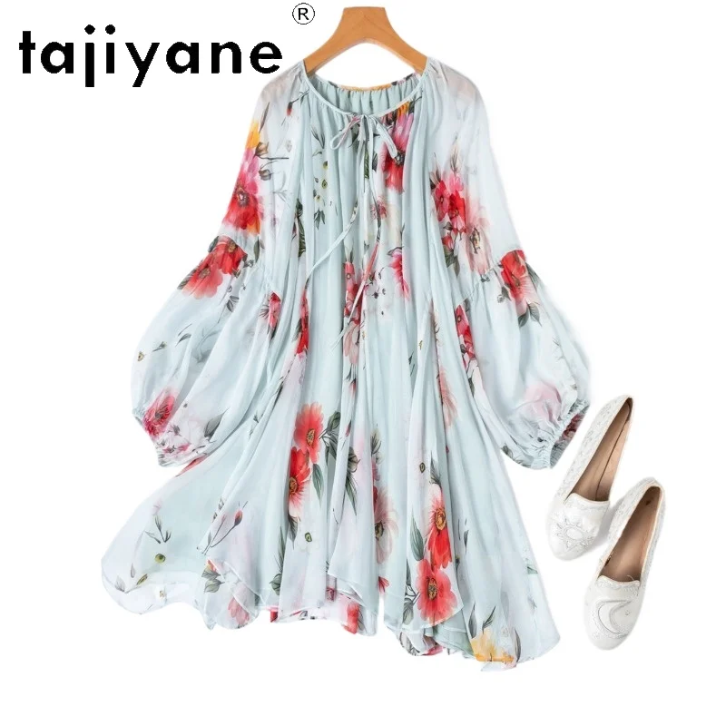 TAJIYANE 100% Mulberry Silk Mini Dresses for Woman Floral Print Loose A-Line Dress Vacation Summer Dresses 2026 Women Clothes 여름
TAJIYANE 100% Mulberry Silk Mini Dresses for Woman Floral Print Loose A-Line Dress Vacation Summer Dresses 2026 Women Clothes 여름