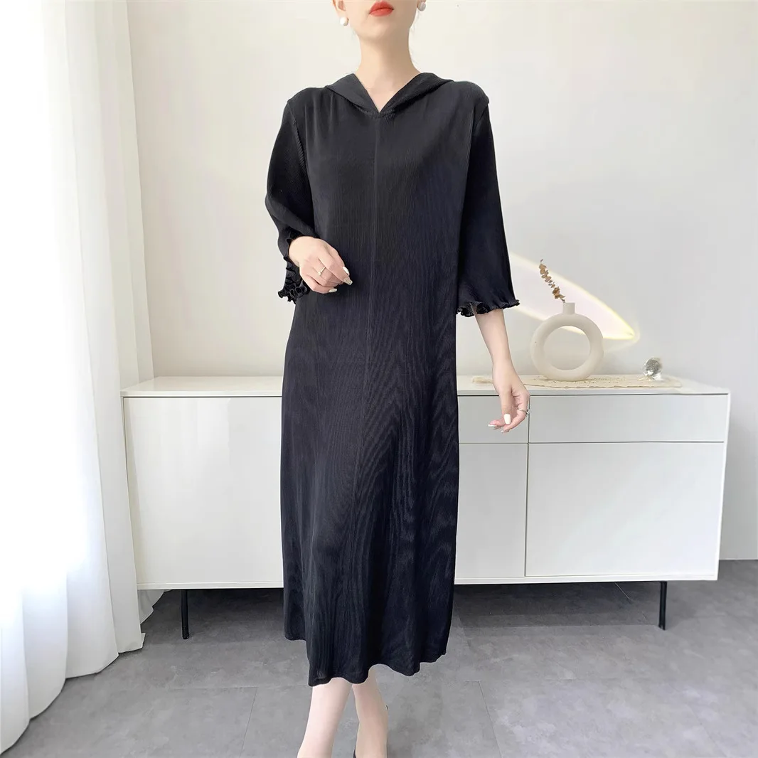Half Sleeve Women's Dresses High Fashion Casual Solid Colour Hooded Loose Hundred Long Pleated Skirt 2025 Spring Summer New
Half Sleeve Women's Dresses High Fashion Casual Solid Colour Hooded Loose Hundred Long Pleated Skirt 2025 Spring Summer New
