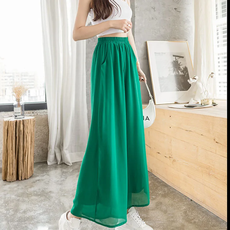 Summer chiffon Wide Leg Pants Women Loose High Waist Ankle-Length Trousers Summer Casual Solid Pants
Summer chiffon Wide Leg Pants Women Loose High Waist Ankle-Length Trousers Summer Casual Solid Pants
