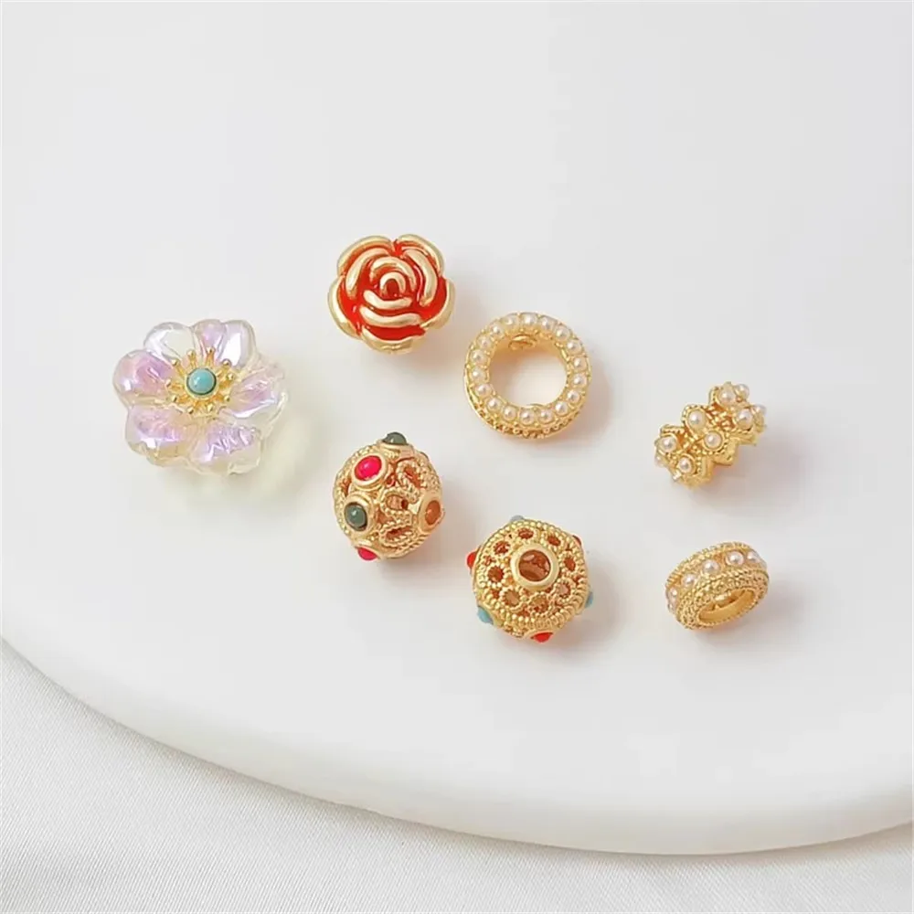 Ancient-style Gold Accessories Oil-dripping Shell-sticking Spacer Beads Rings Nested Bead Ring Flowers DIY Handcrafted Bracelet
Ancient-style Gold Accessories Oil-dripping Shell-sticking Spacer Beads Rings Nested Bead Ring Flowers DIY Handcrafted Bracelet
