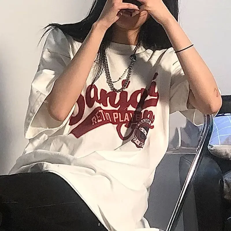 Women's T-shirt Retro Short Sleeved Half Female Oversized T-shirt Tops Summer Loose Korean Version Harajuku Y2k Top Aesthetic
Women's T-shirt Retro Short Sleeved Half Female Oversized T-shirt Tops Summer Loose Korean Version Harajuku Y2k Top Aesthetic