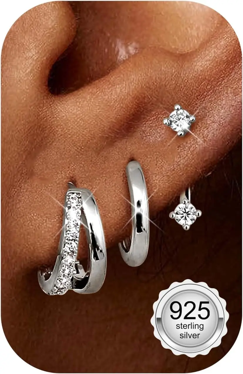 3 Pairs Earrings Silver 925 for Women Creole Silver Gold Stud Earrings Silver 925 Hypoallergenic Earrings
3 Pairs Earrings Silver 925 for Women Creole Silver Gold Stud Earrings Silver 925 Hypoallergenic Earrings