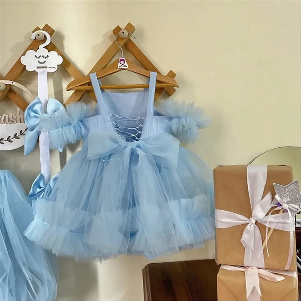 Cute Customized Blue Flower Girl Wedding Dress Sleeveless Bow Belt Mini Ruffles Kids Birthday Party First Communion Gown
Cute Customized Blue Flower Girl Wedding Dress Sleeveless Bow Belt Mini Ruffles Kids Birthday Party First Communion Gown
