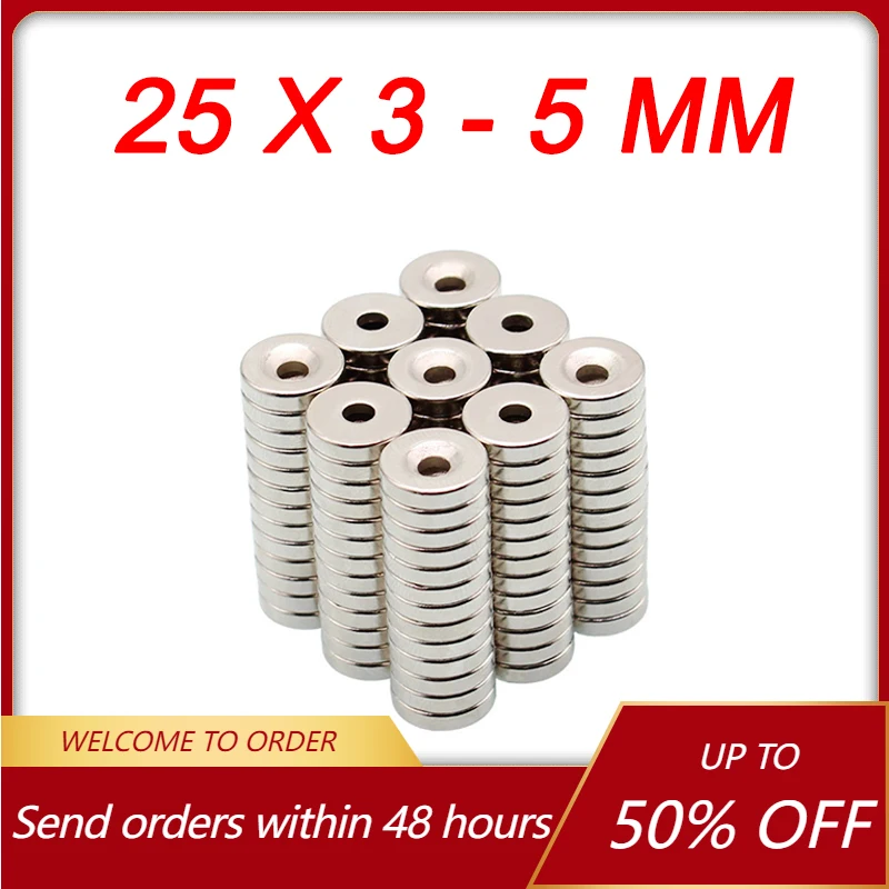 2/5/8 Pcs 25x3-5mm Neodymium Magnet Super Strong Magnet Countersunk Hole Round Magnet N35 Iman Permanent Magnetic imanes Disc
2/5/8 Pcs 25x3-5mm Neodymium Magnet Super Strong Magnet Countersunk Hole Round Magnet N35 Iman Permanent Magnetic imanes Disc