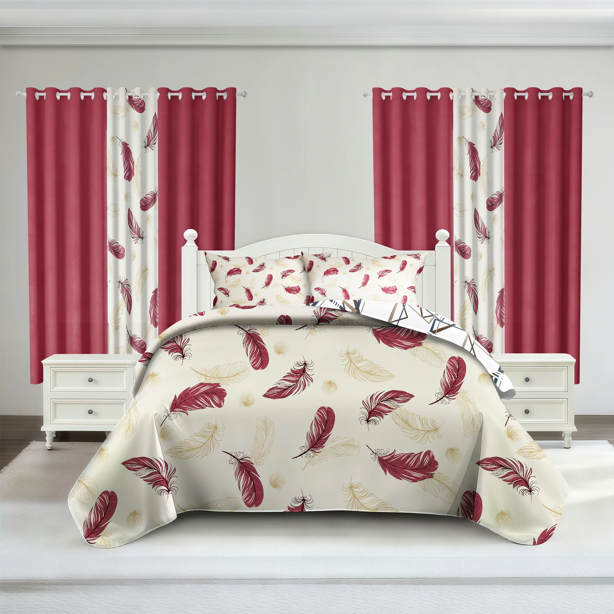 9-Piece Feather/Bohe Bedspread Set Matching with Curtains | Machine Washable Ultra-Soft Wedding Room Decor Christmas Gifts
9-Piece Feather/Bohe Bedspread Set Matching with Curtains | Machine Washable Ultra-Soft Wedding Room Decor Christmas Gifts