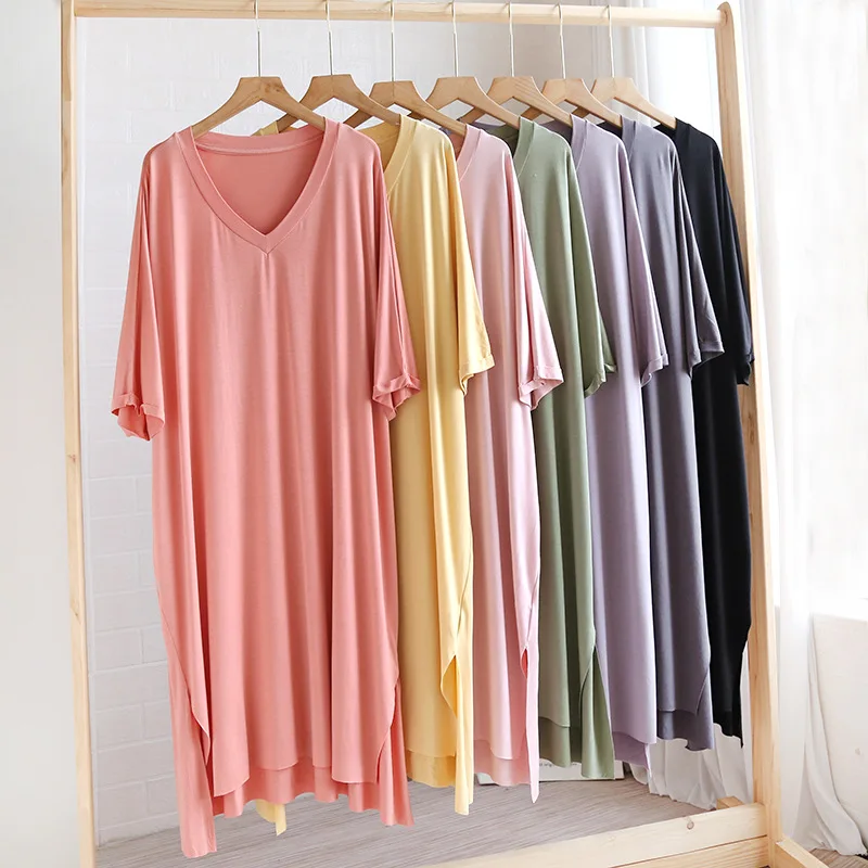 V-Neck Modal Sleep Dress - Plus Size Mid-Length Nightgown Summer Loose Fit Midi Sleep Gown Breathable Nightshirt Dress
V-Neck Modal Sleep Dress - Plus Size Mid-Length Nightgown Summer Loose Fit Midi Sleep Gown Breathable Nightshirt Dress