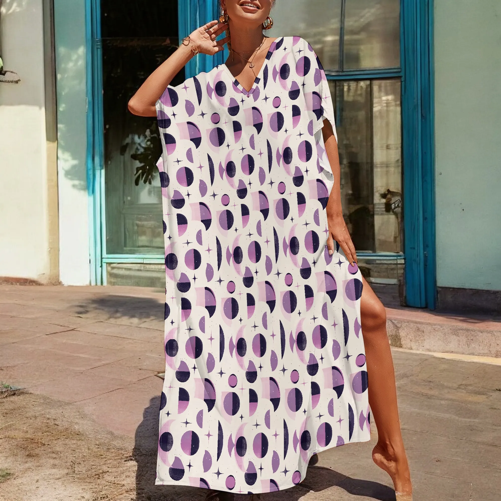 Afrocentric Plus Size Dress Celestial Moon and Stars Print V-Neck Loose Fit 3XL Casual or Night Wear
Afrocentric Plus Size Dress Celestial Moon and Stars Print V-Neck Loose Fit 3XL Casual or Night Wear