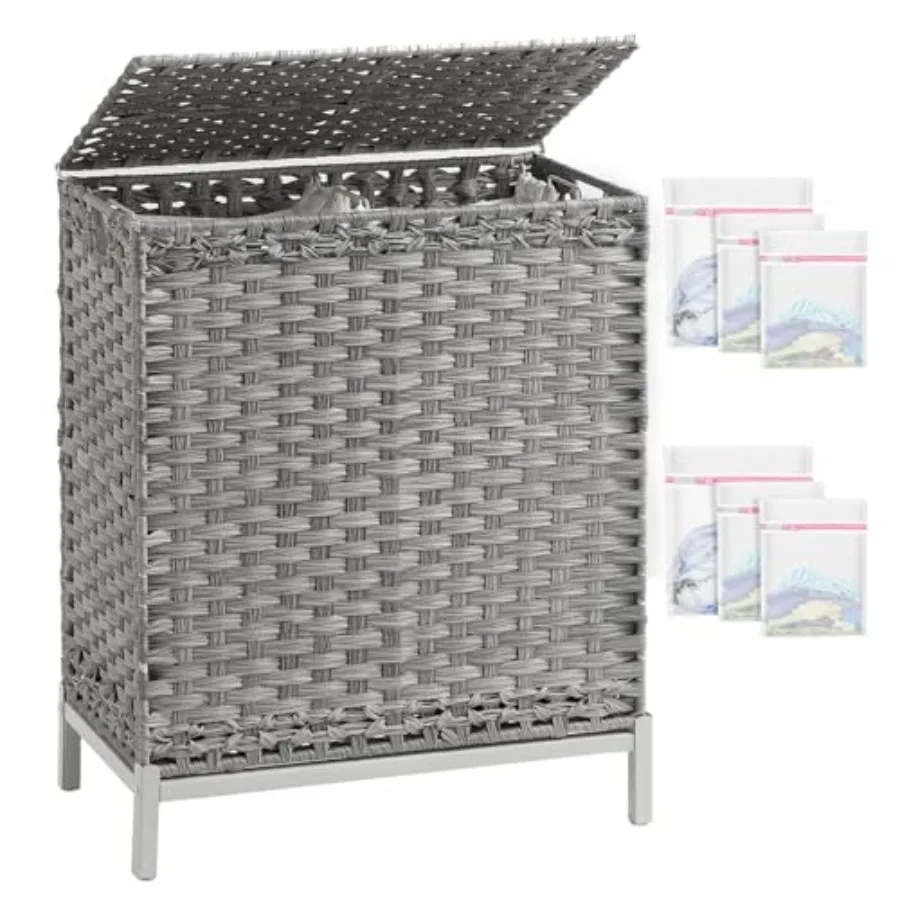 Large 112 L Handwoven Rattan Wicker Laundry Hamper with Lid and Removable Liner Bags Featuring Metal Heightened Feet 6 Mesh Sto
Large 112 L Handwoven Rattan Wicker Laundry Hamper with Lid and Removable Liner Bags Featuring Metal Heightened Feet 6 Mesh Sto