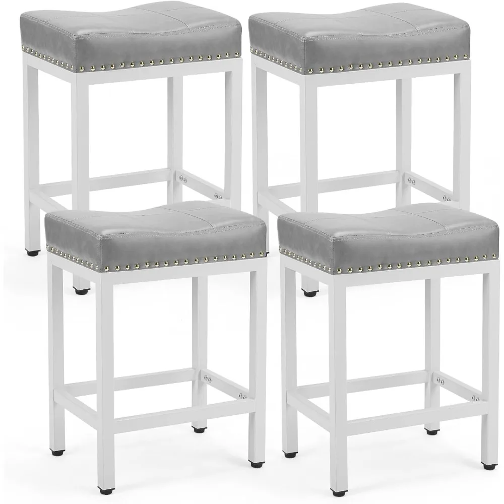 Stools Set of 4, 24 inch Counter Height Saddle Stools, Upholstered Modern Kitchen Barstools with Metal Base, PU Leather
Stools Set of 4, 24 inch Counter Height Saddle Stools, Upholstered Modern Kitchen Barstools with Metal Base, PU Leather