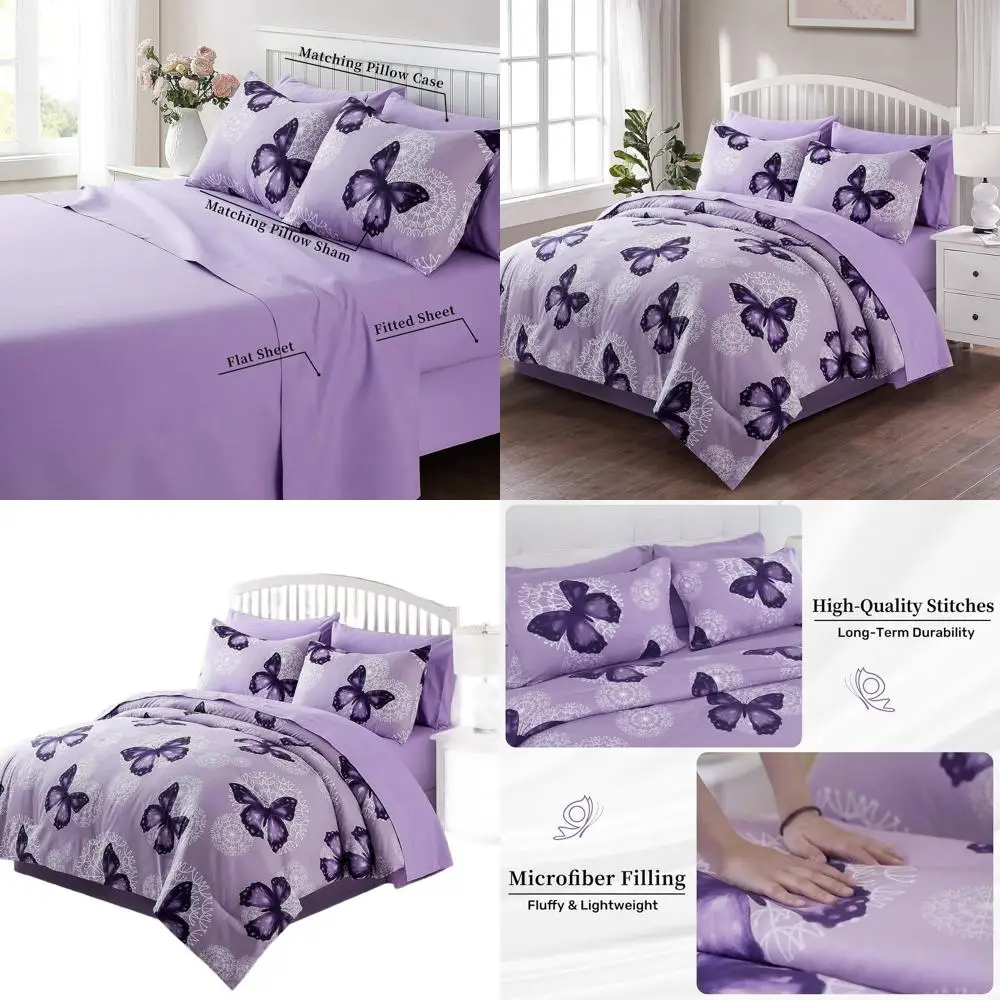Комплект постельного белья Purple Butterfly из 8 предметов (для кроватей Full/Queen) с одеялом, наволочками и юбкой для кровати
Комплект постельного белья Purple Butterfly из 8 предметов (для кроватей Full/Queen) с одеялом, наволочками и юбкой для кровати