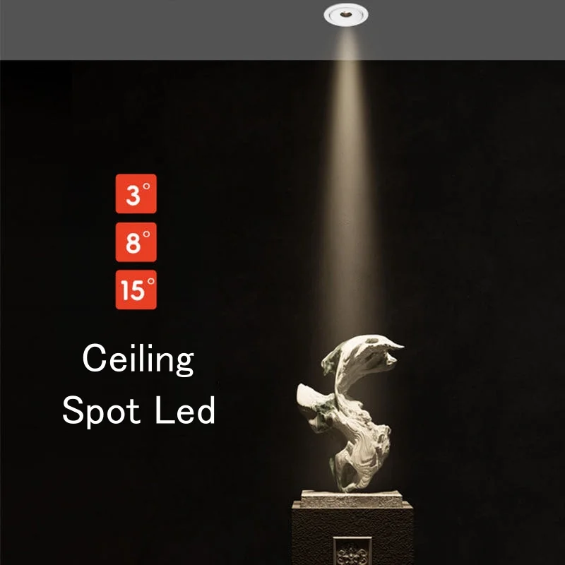 Dimmable Recessed LED COB Embedded Ceiling Lamp Fixture Downlight Focus Mini Spotlight Narrow Beam Angle 3°8°15° Wine Cabinet 
Dimmable Recessed LED COB Embedded Ceiling Lamp Fixture Downlight Focus Mini Spotlight Narrow Beam Angle 3°8°15° Wine Cabinet