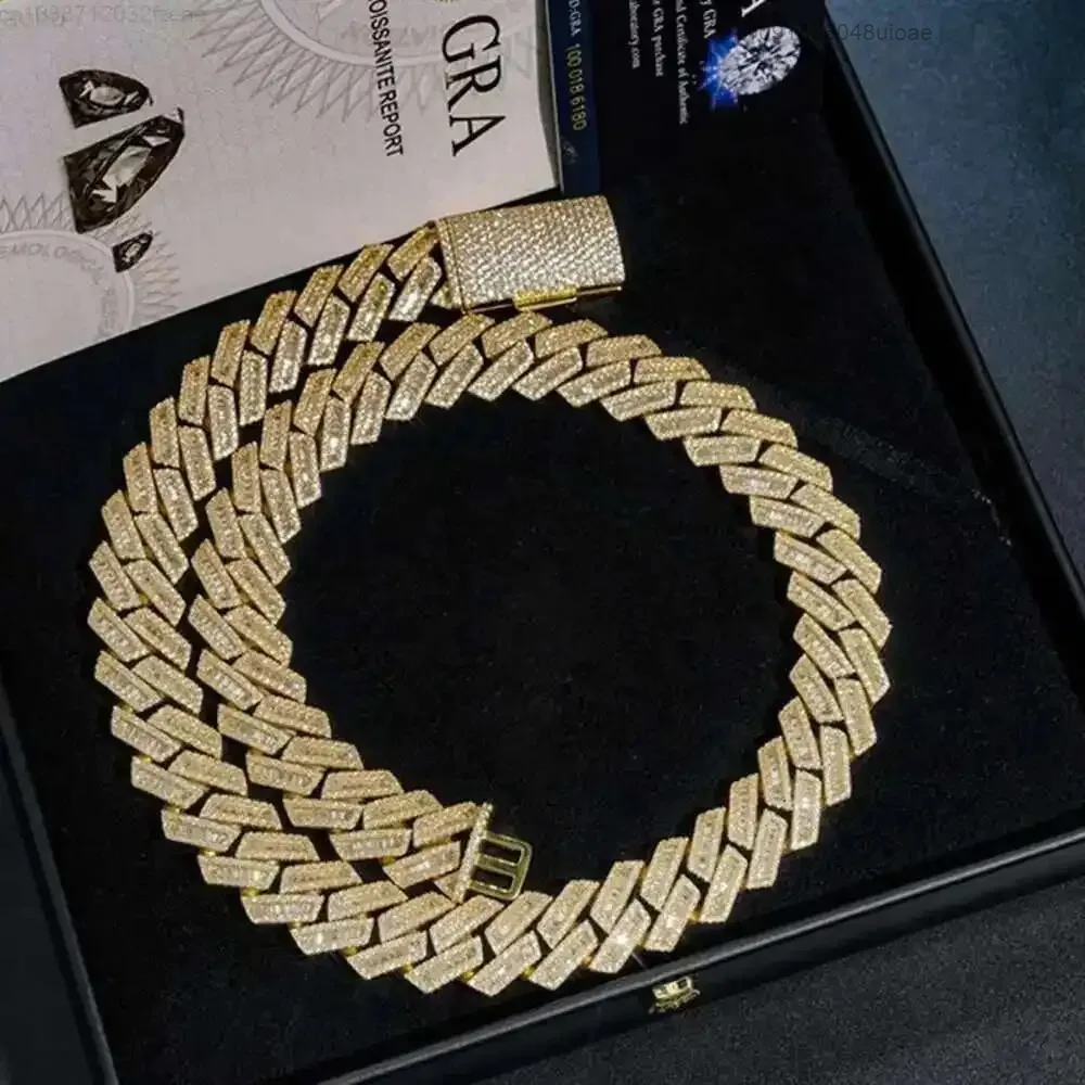 15mm 18mm Hip Hop Fine Jewelry Baguette Diamond Men Necklace Sterling Silver Fully Vvs Moissanite Luxury Cuban Link Chain
15mm 18mm Hip Hop Fine Jewelry Baguette Diamond Men Necklace Sterling Silver Fully Vvs Moissanite Luxury Cuban Link Chain
