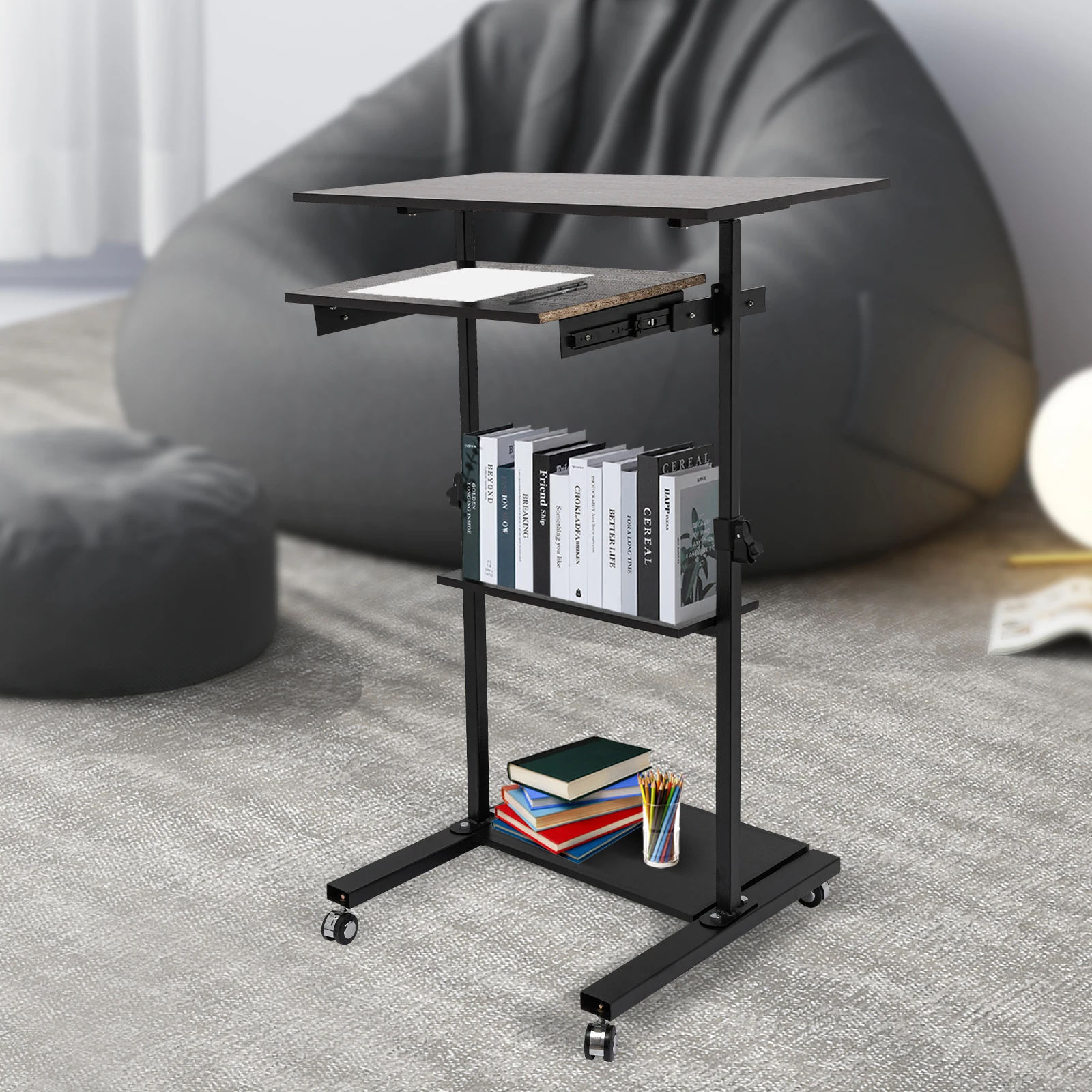 Mobile Height Adjustable Standing Desk Rolling Stand Up Computer Workstation, Portable Sit Table for Bed Couch School Hold 88lbs
Mobile Height Adjustable Standing Desk Rolling Stand Up Computer Workstation, Portable Sit Table for Bed Couch School Hold 88lbs