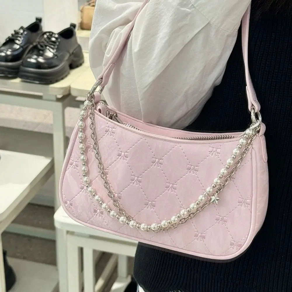 Commuting Pearl Chains Shoulder Bag Leather Sweet Armpit Bag Bow-knot Embroidery All-match Crossbody Bags Womens
Commuting Pearl Chains Shoulder Bag Leather Sweet Armpit Bag Bow-knot Embroidery All-match Crossbody Bags Womens