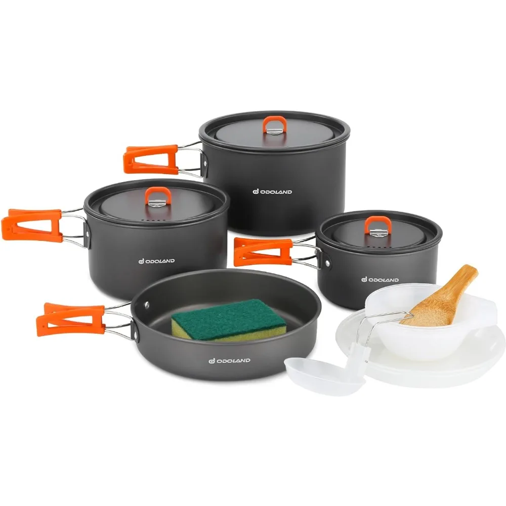 Odoland 15pcs Camping Cookware Non-Stick Lightweight Camping Pots and Pans Set with Plastic Plates Bowls Soup Spoon
Odoland 15pcs Camping Cookware Non-Stick Lightweight Camping Pots and Pans Set with Plastic Plates Bowls Soup Spoon