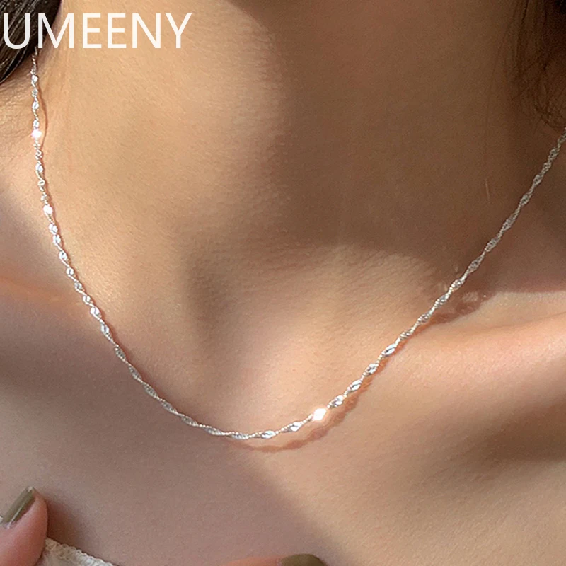 New 925 Sterling Silver Sparkling Water Wave Chains Necklace Smooth Choker Simple Women For Girls Wedding Gift Fine Jewelry
New 925 Sterling Silver Sparkling Water Wave Chains Necklace Smooth Choker Simple Women For Girls Wedding Gift Fine Jewelry