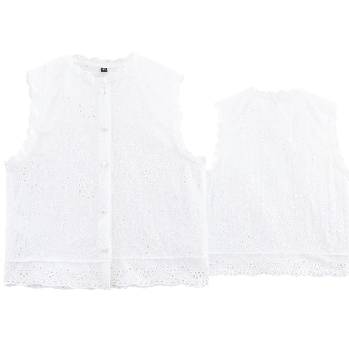 Maxdutti Minimalist White Hollow Embroidery Cotton Shirt French Elegant Sleeveless Shirt Women Summer Blouse Women Top
Maxdutti Minimalist White Hollow Embroidery Cotton Shirt French Elegant Sleeveless Shirt Women Summer Blouse Women Top