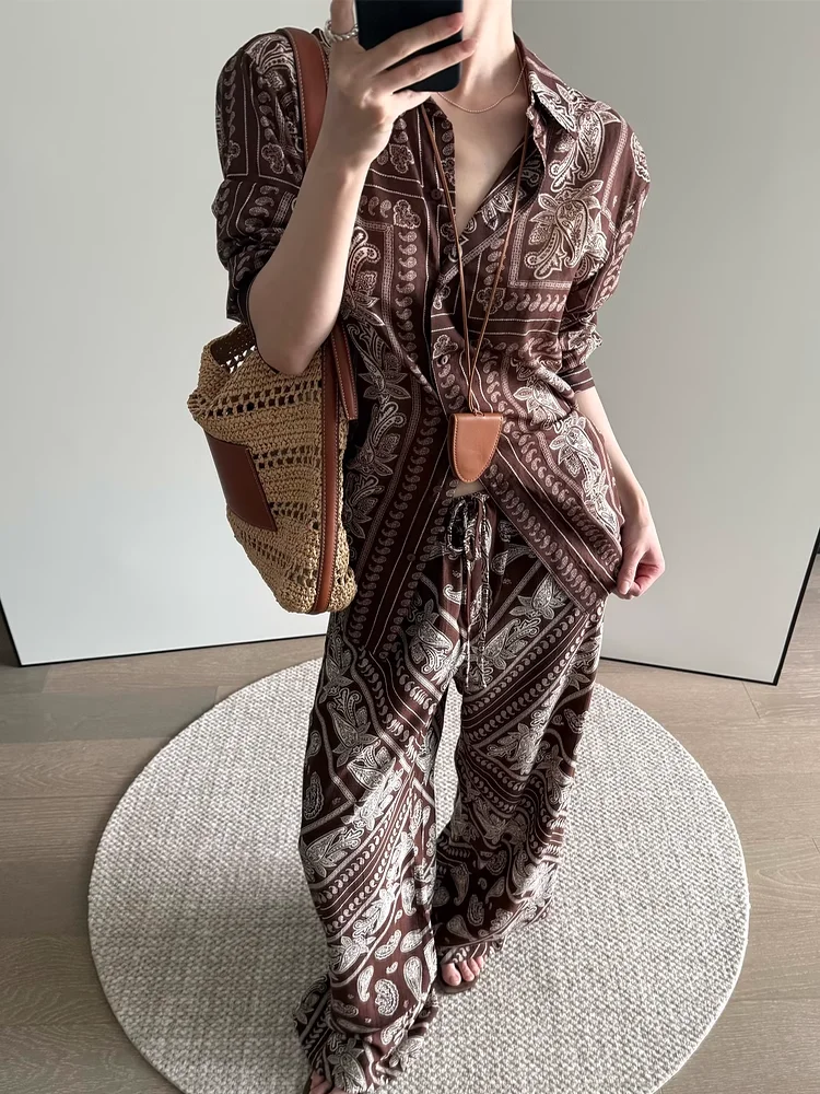 TRAFZA New Woman 2025 Pant Sets Paisley Long Sleeve Shirt+Print Wideleg Pants Two Pieces Set Summer Women's Suit Elegant Outfit
TRAFZA New Woman 2025 Pant Sets Paisley Long Sleeve Shirt+Print Wideleg Pants Two Pieces Set Summer Women's Suit Elegant Outfit