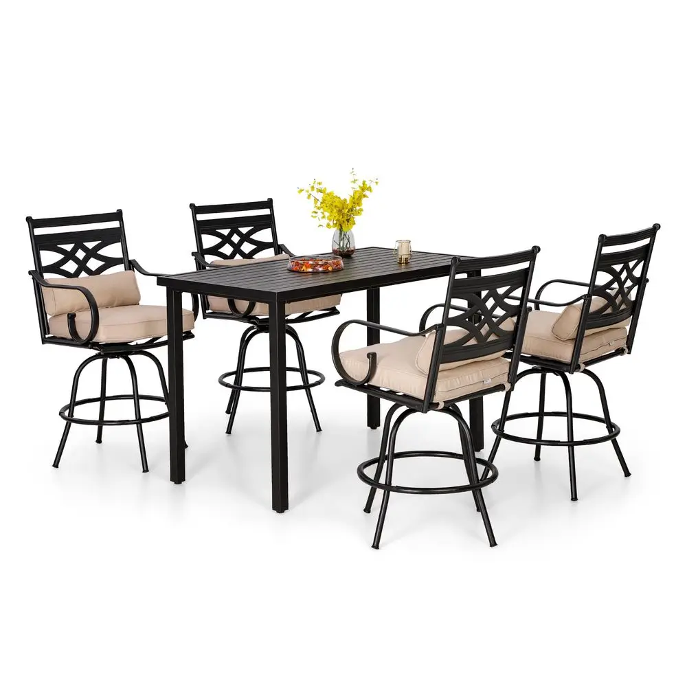 5 Piece Patio Bar Set,Outdoor Bar Table and Chairs Set, Strong and Heavy Duty Outdoor Bar Set with Cushion and Pillow4PC Swivel
5 Piece Patio Bar Set,Outdoor Bar Table and Chairs Set, Strong and Heavy Duty Outdoor Bar Set with Cushion and Pillow4PC Swivel