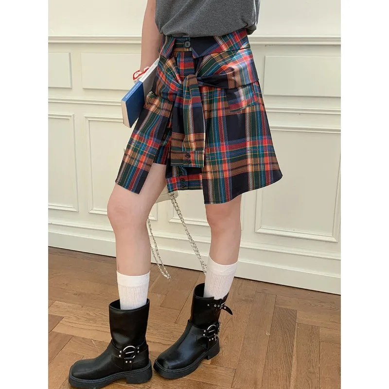 Plaid Color-Block Skirt Vintage Plaid Print Tie Waist Hem Skirt Women Streetwear Mini Skirt Pure Desire Elegant Charming GM90
Plaid Color-Block Skirt Vintage Plaid Print Tie Waist Hem Skirt Women Streetwear Mini Skirt Pure Desire Elegant Charming GM90