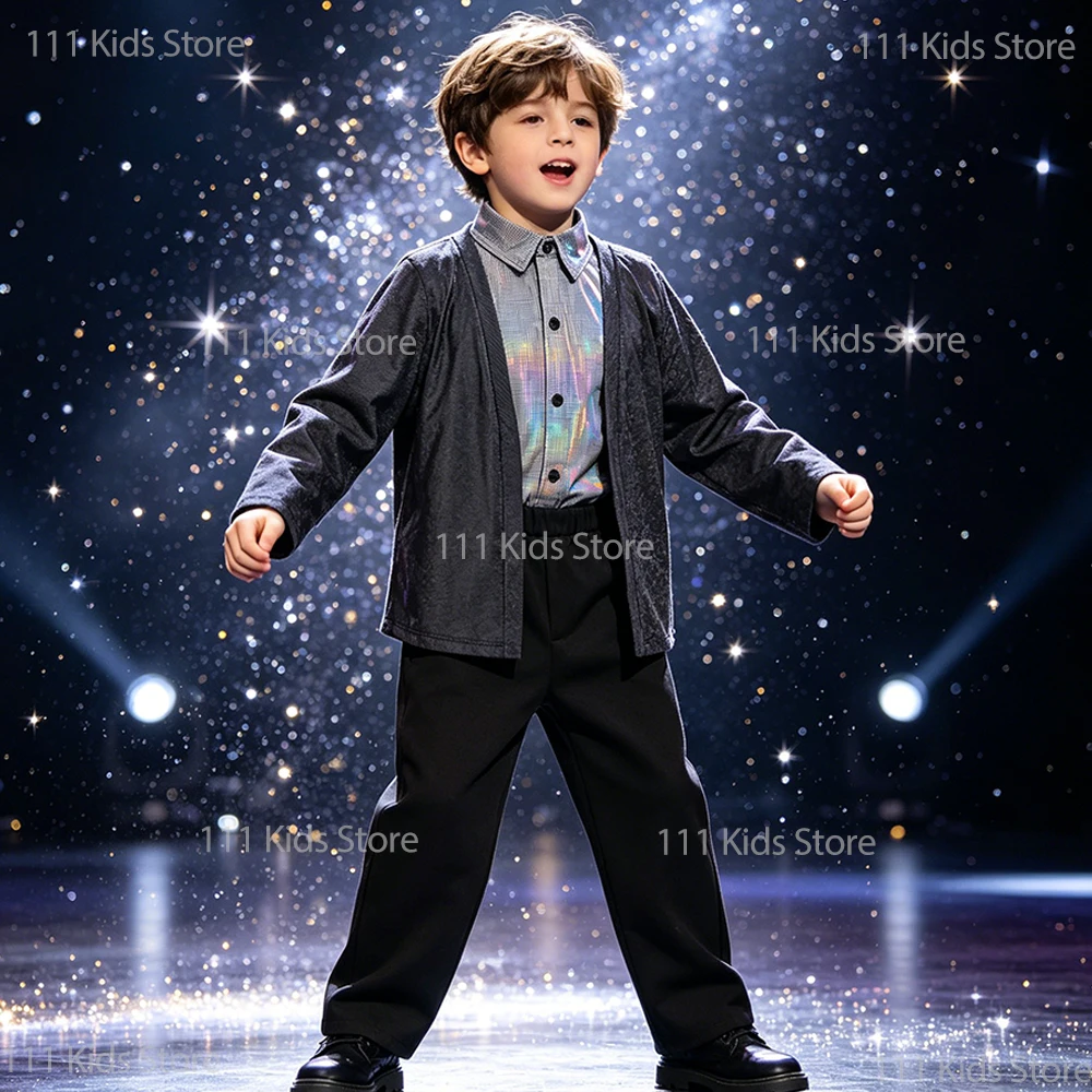 Kids Boys Shiny Stage Performance Costume Michael Jackson Same Style Clothing 3Pcs Sets for Children Formal Suit Birthday Gifts
Kids Boys Shiny Stage Performance Costume Michael Jackson Same Style Clothing 3Pcs Sets for Children Formal Suit Birthday Gifts