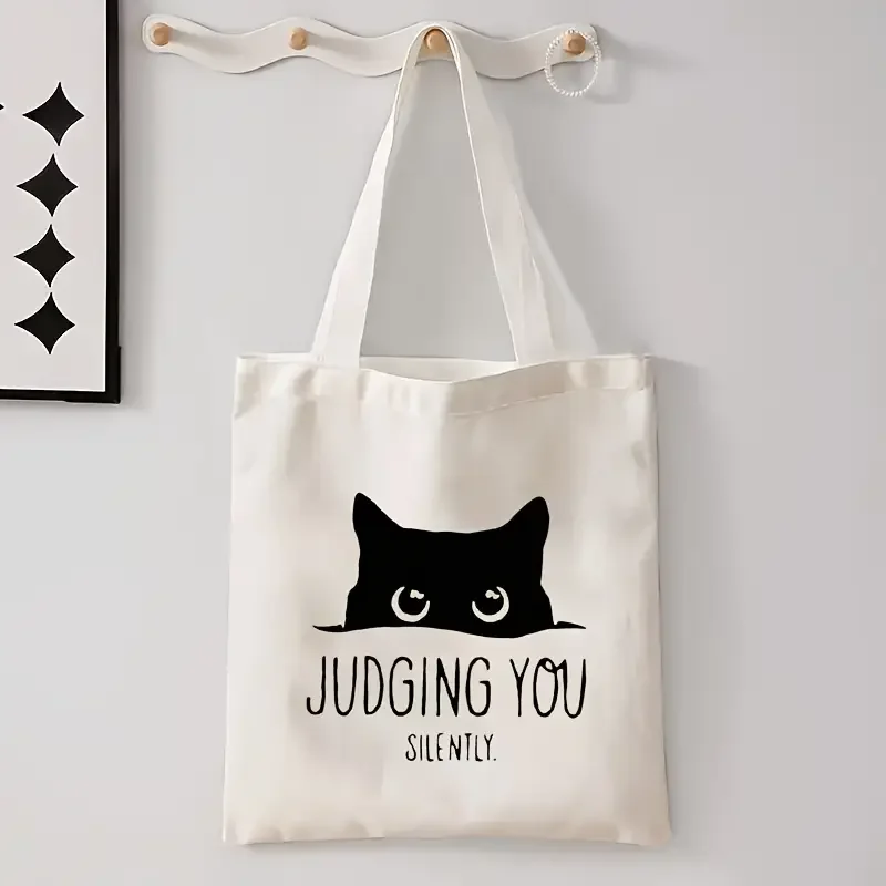 Cute Cat Print Tote Bag - HandBag with "Judging You Silently" Design, Perfect Gift for Cat Lovers, Friends, or Birthday Presents
Cute Cat Print Tote Bag - HandBag with "Judging You Silently" Design, Perfect Gift for Cat Lovers, Friends, or Birthday Presents