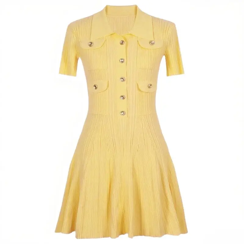 Elegant Knitted Short Sleeve Dress Slimming High Quality Summer New Style for Ladies mid Waist Design Basic Style Daily Wear
Elegant Knitted Short Sleeve Dress Slimming High Quality Summer New Style for Ladies mid Waist Design Basic Style Daily Wear