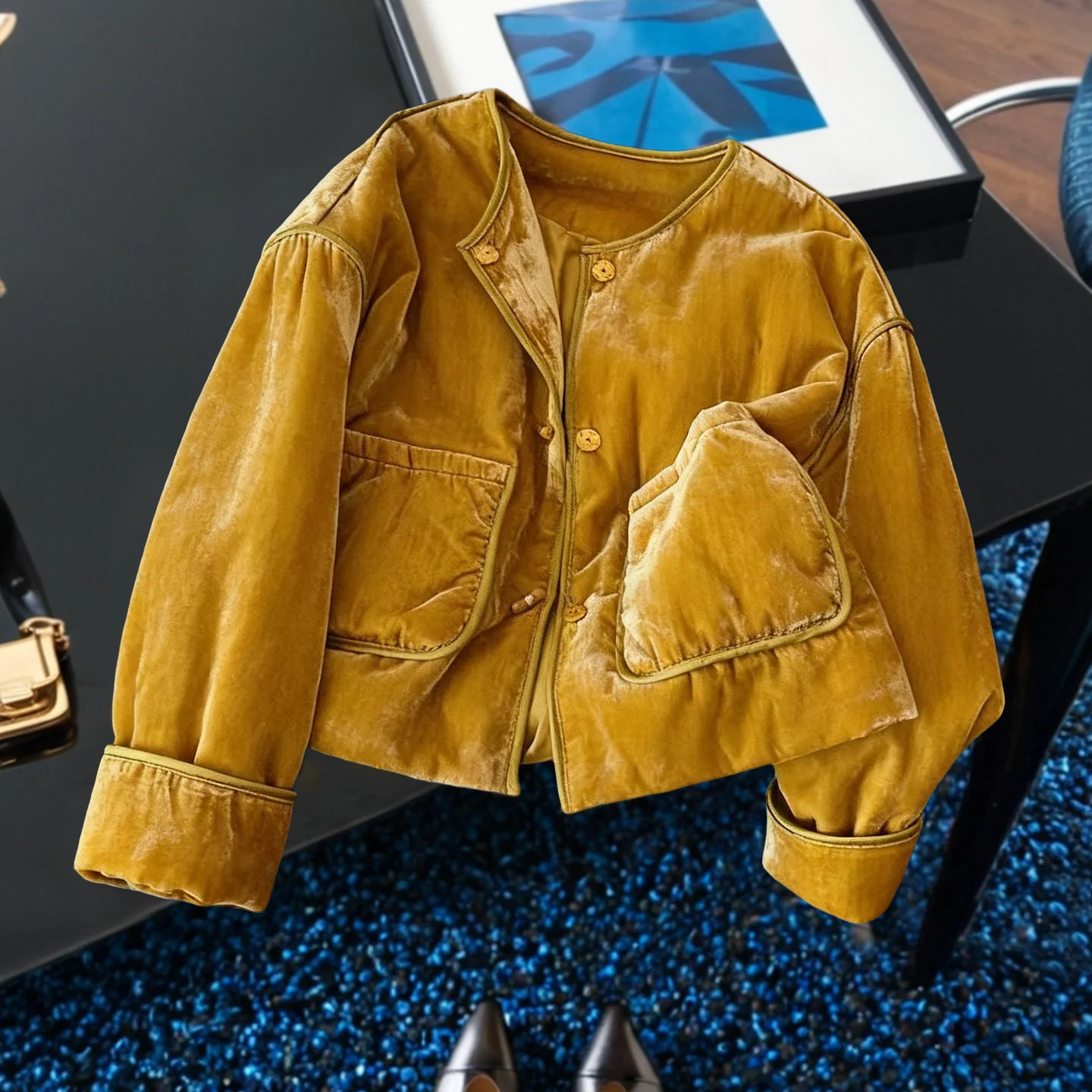 Винтажное желтое бархатное хлопковое пальто, женское свободное теплое пальто на пуговицах, осенне-зимняя модная верхняя одежда, удобная посадка
Винтажное желтое бархатное хлопковое пальто, женское свободное теплое пальто на пуговицах, осенне-зимняя модная верхняя одежда, удобная посадка