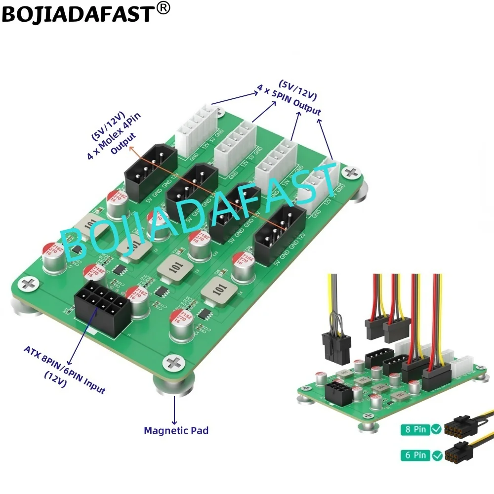 ATX 8-контактный вход 12 В на 4 Molex 4-контактный разъем + 4*5-контактный разъем (5 В/12 В 3 А) Адаптер питания для настольного питания и жесткого диска 2,5 "/3,5" SATA
ATX 8-контактный вход 12 В на 4 Molex 4-контактный разъем + 4*5-контактный разъем (5 В/12 В 3 А) Адаптер питания для настольного питания и жесткого диска 2,5 "/3,5" SATA