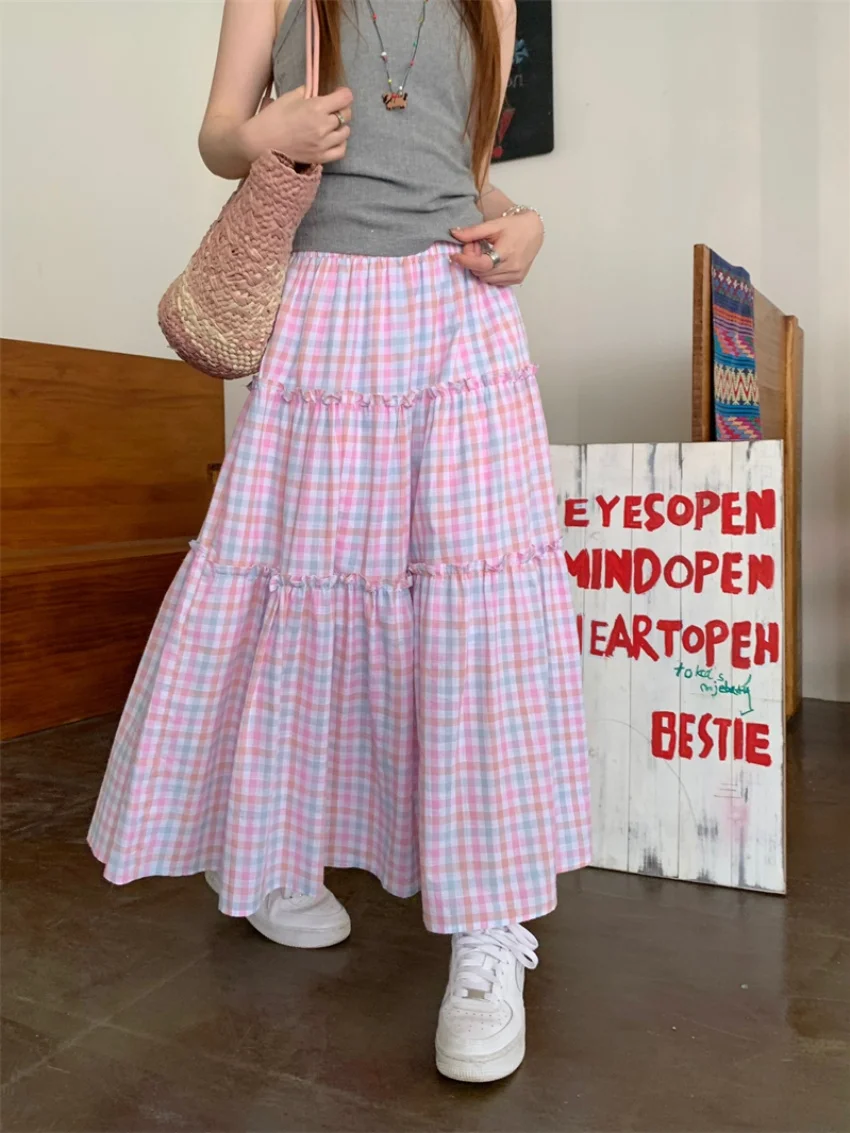 Alien Kitty Pink Sweet Loose Skirts Women Summer Vintage 2025 Plaid Casual Mujer Camping High Waist New Maxi Chic Elegant
Alien Kitty Pink Sweet Loose Skirts Women Summer Vintage 2025 Plaid Casual Mujer Camping High Waist New Maxi Chic Elegant