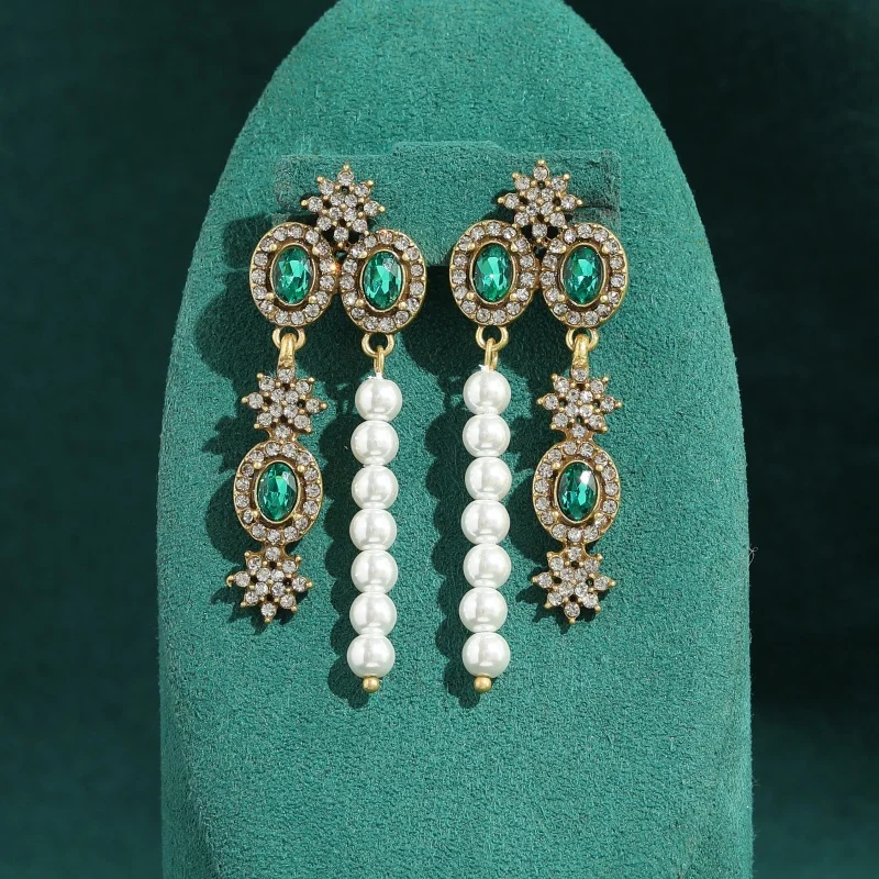 Vintage Oval Green Rhinestone Earrings Pearl Tassel Gold Color Luxury Brand High Quality Trendy Art Deco Jewelry Gift For Women
Vintage Oval Green Rhinestone Earrings Pearl Tassel Gold Color Luxury Brand High Quality Trendy Art Deco Jewelry Gift For Women