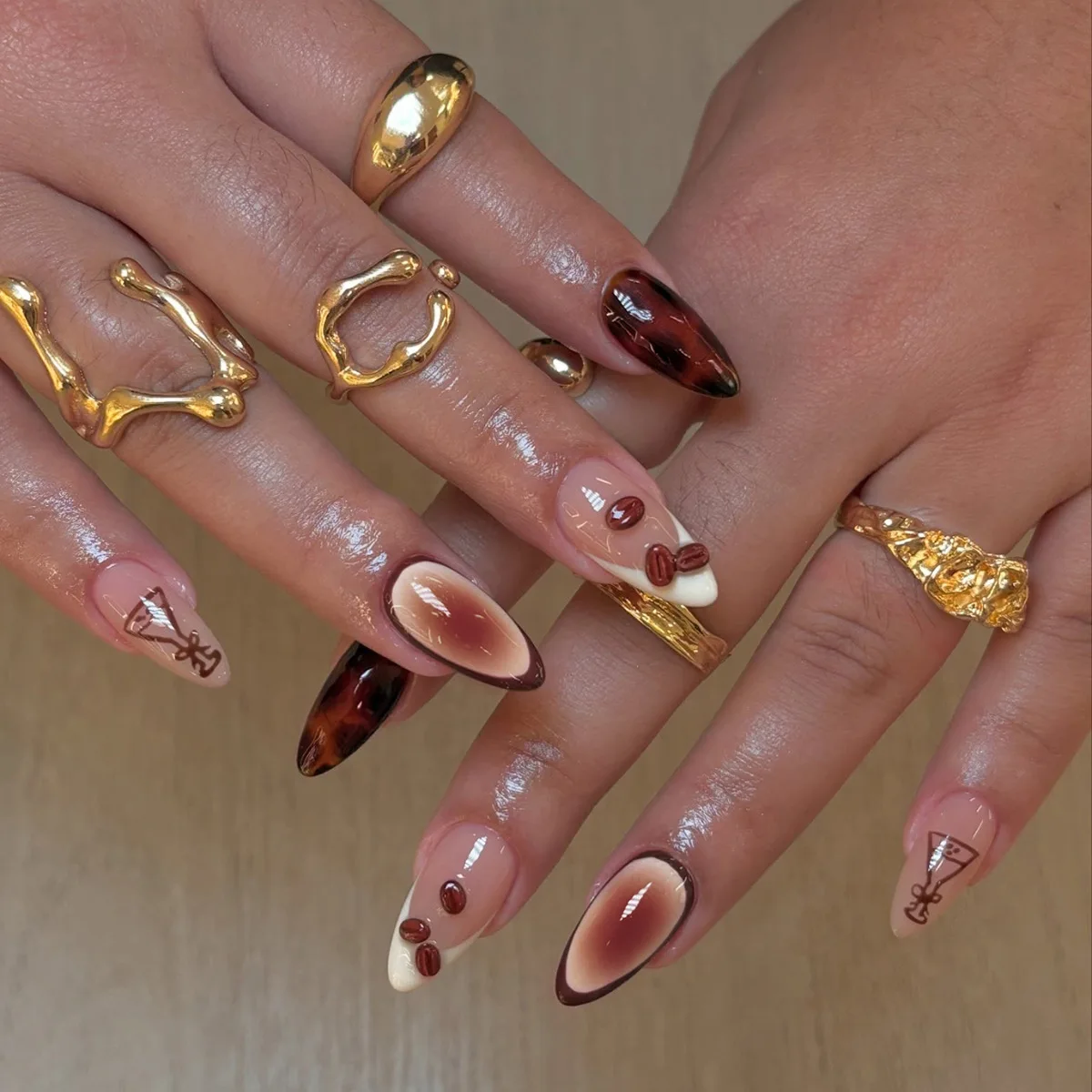 24Pcs White French Brown Smudge Press on Nails 3D Coffee Bean Fake Nails Mid-length Almond Reusable Full Cover False Nails Tips
24Pcs White French Brown Smudge Press on Nails 3D Coffee Bean Fake Nails Mid-length Almond Reusable Full Cover False Nails Tips