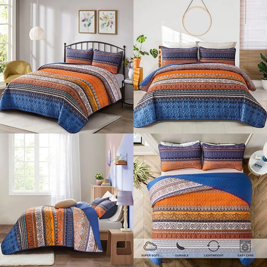 Boho Fall Quilt Set, and Bohemian Quilt Bedding Set, Lightweight Microfiber Bed Decor Bedspread for All Season 96x90 3 Pieces
Boho Fall Quilt Set, and Bohemian Quilt Bedding Set, Lightweight Microfiber Bed Decor Bedspread for All Season 96x90 3 Pieces