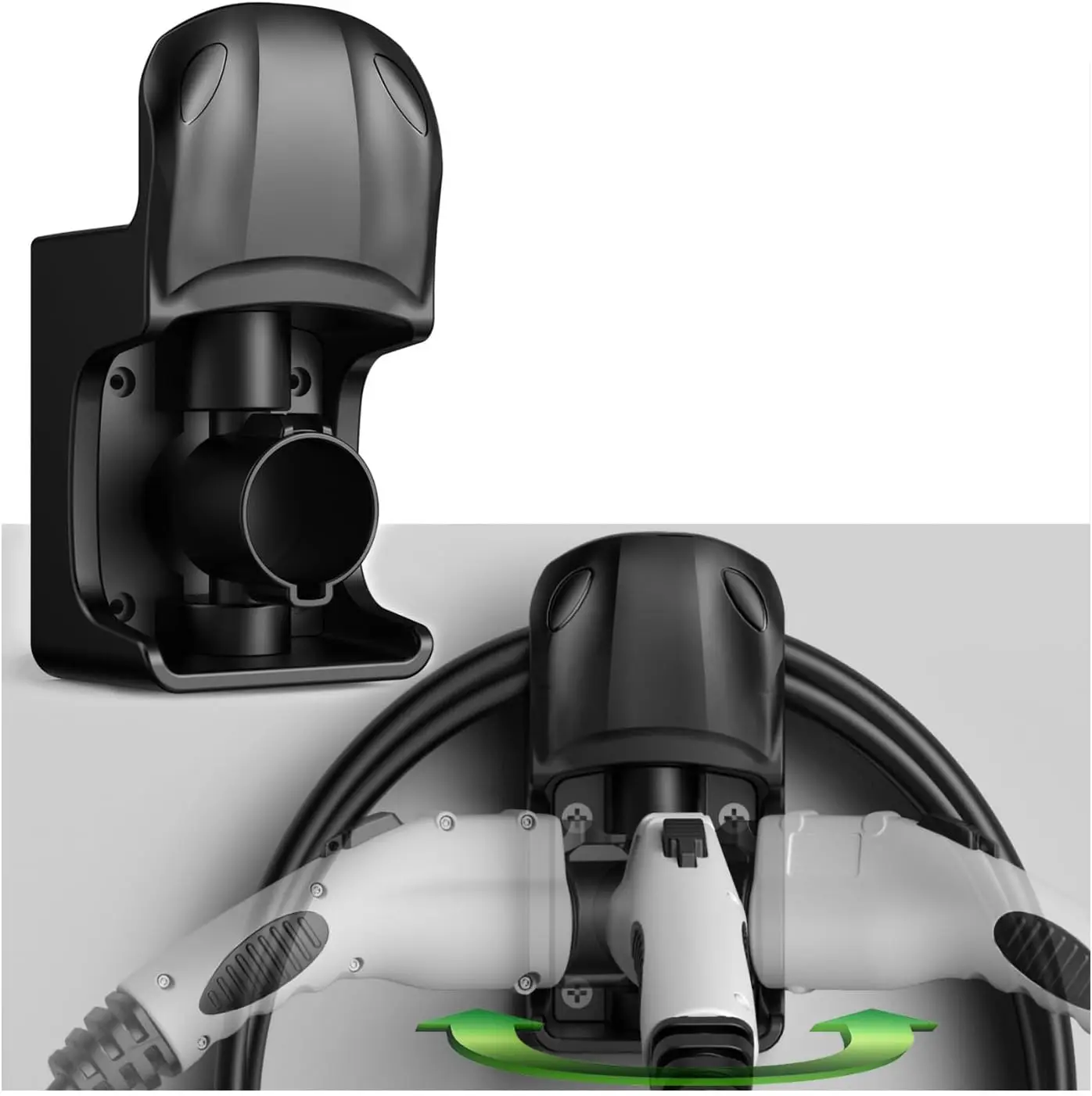 Rotatable EV Charger Holder Wall Mount for J1772, Heavy Duty Cable Organizer
Rotatable EV Charger Holder Wall Mount for J1772, Heavy Duty Cable Organizer