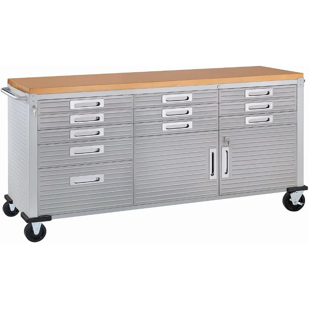 Luck UltraHD Heavy Duty Rolling Cabinet Workbench Table w/Solid Wood Top, Workstation for Garage, Warehouse, Off
Luck UltraHD Heavy Duty Rolling Cabinet Workbench Table w/Solid Wood Top, Workstation for Garage, Warehouse, Off