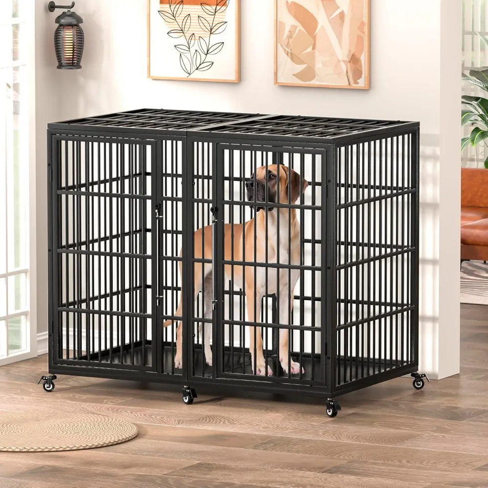54 Inch Heavy Duty Dog Crate for Extra-Large Dogs with Self-Locking Latch, XXL Large Double Door Metal Pet Cage
54 Inch Heavy Duty Dog Crate for Extra-Large Dogs with Self-Locking Latch, XXL Large Double Door Metal Pet Cage