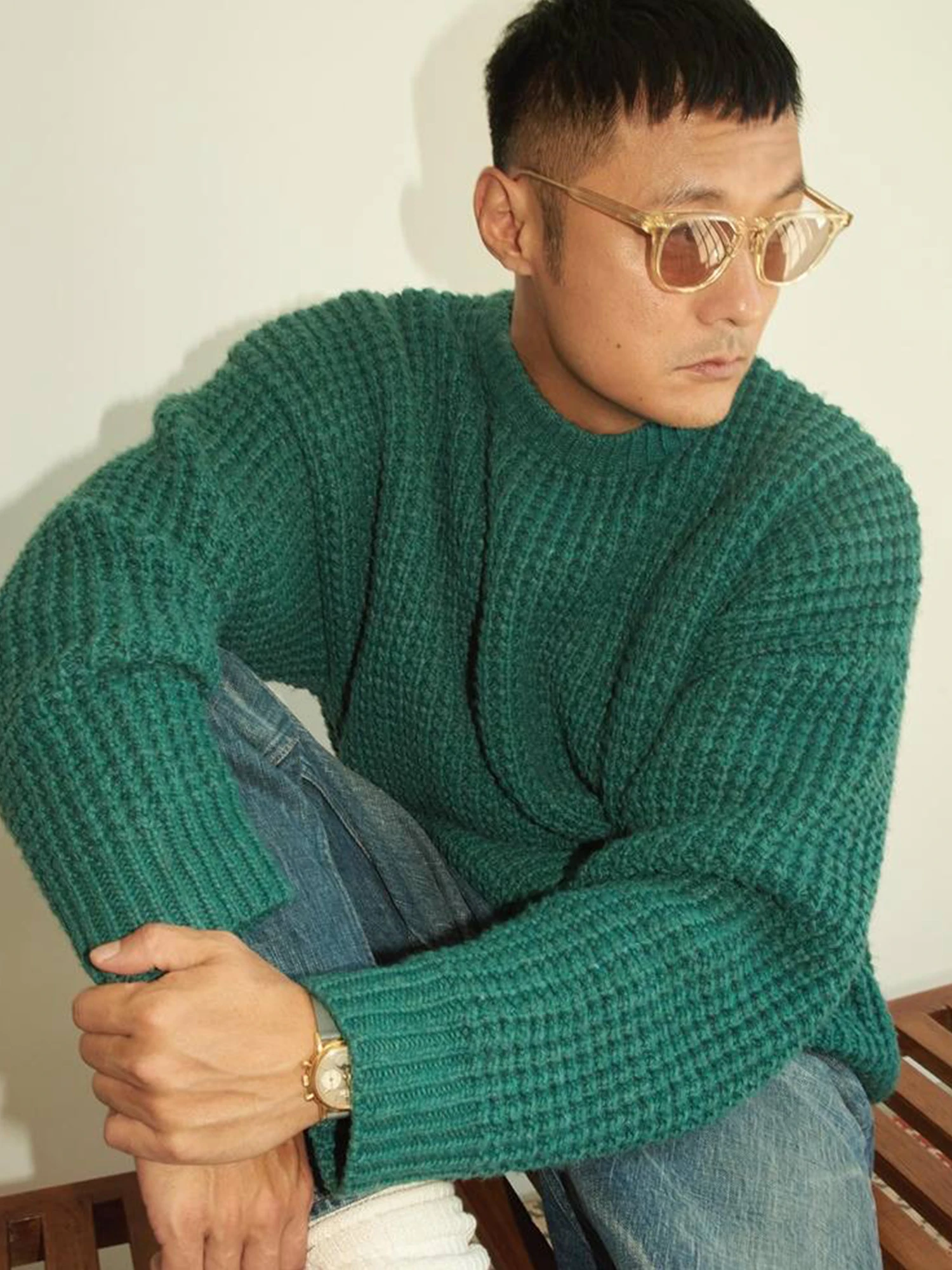 MADN Heavyweight Knitted Wool Sweater Wfle Pattern Knit Wool Thi Cable round Ne Long Sve Winter Warm Men's Sweater
MADN Heavyweight Knitted Wool Sweater Wfle Pattern Knit Wool Thi Cable round Ne Long Sve Winter Warm Men's Sweater
