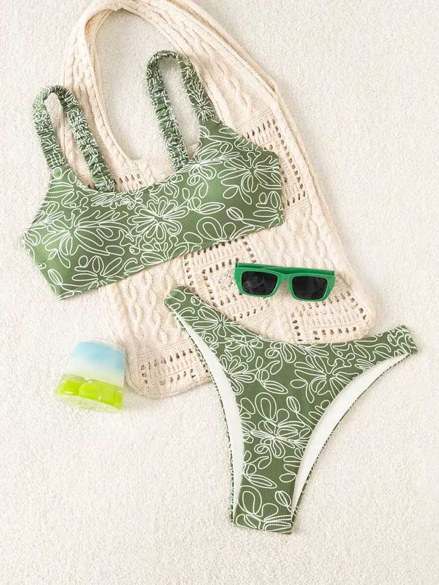 Floral Print Green Bikini Set Women Swimwear For Beach Resort Party Summer
Floral Print Green Bikini Set Women Swimwear For Beach Resort Party Summer
