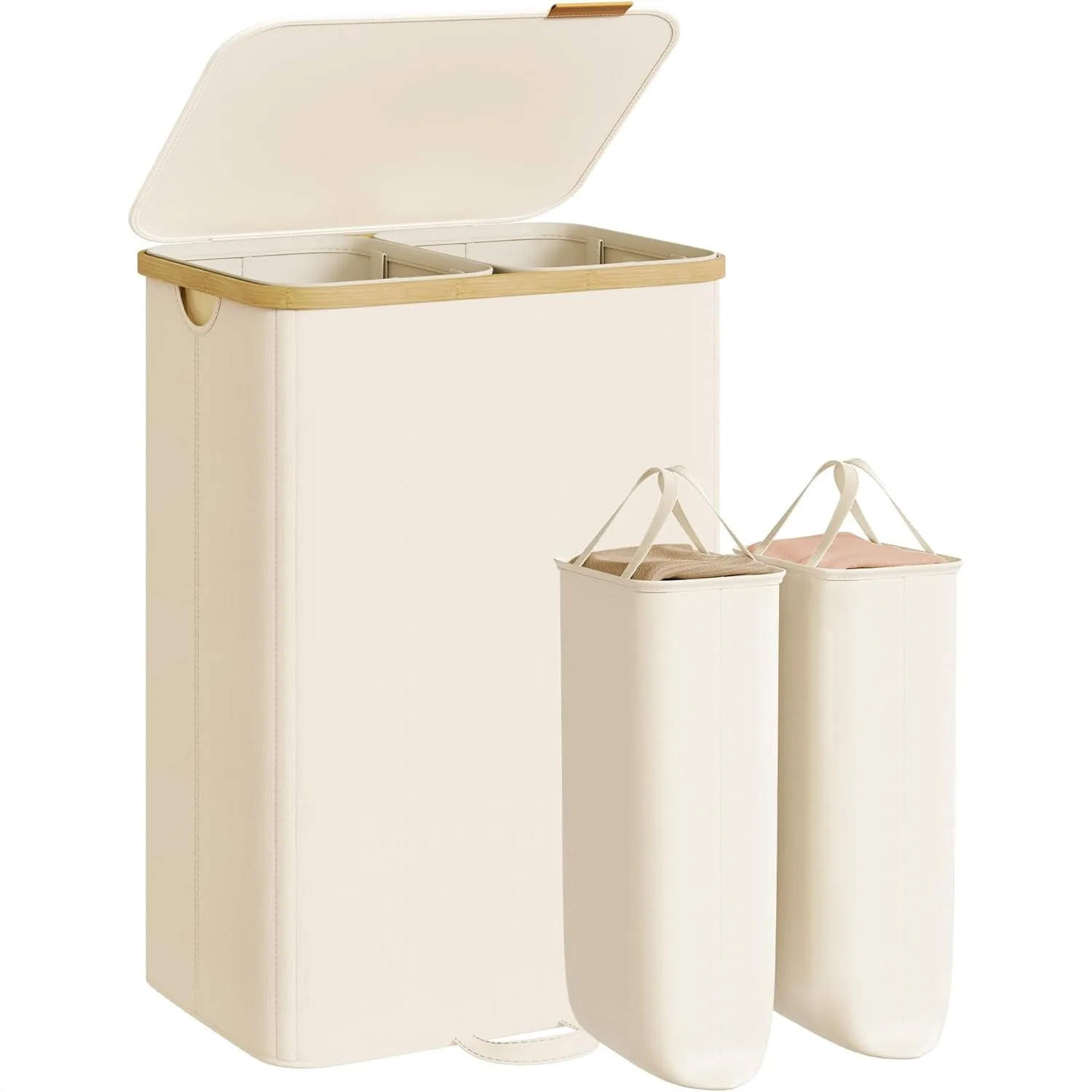 Laundry Hamper with Lid, 2 Section Bamboo Sorter for Bedroom, Removable Liners, 39.6 Gal
Laundry Hamper with Lid, 2 Section Bamboo Sorter for Bedroom, Removable Liners, 39.6 Gal