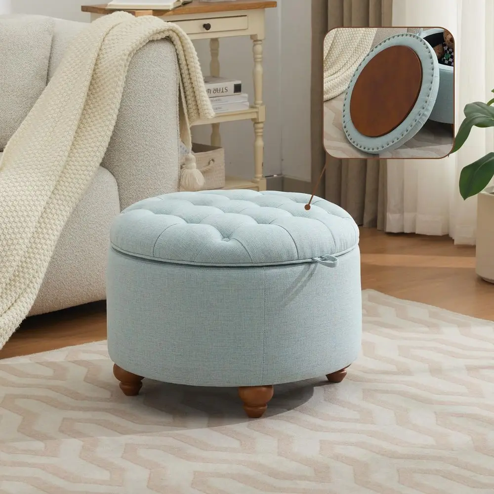 24Inch Round Storage Ottoman with Tray, Modern Tufted Fabric Circle Coffee Table with Storage, Upholstered Ottoman with Removab
24Inch Round Storage Ottoman with Tray, Modern Tufted Fabric Circle Coffee Table with Storage, Upholstered Ottoman with Removab