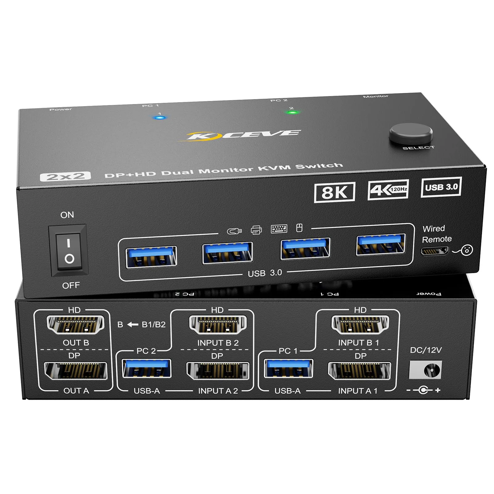 HDMI + Displayport KVM Switch 2 Monitors 2 Computers 8K@60Hz 4K@144Hz,Dual Monitor KVM Switch with 4 USB 3.0 Port for Keyboard
HDMI + Displayport KVM Switch 2 Monitors 2 Computers 8K@60Hz 4K@144Hz,Dual Monitor KVM Switch with 4 USB 3.0 Port for Keyboard