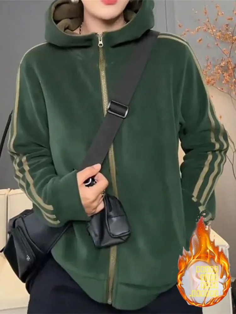 Korean Sle Thiened Hoodie Women's Casual Outerwear Double-Sided Warm Spring Autumn New Faion Commute Wind Loose Fit
Korean Sle Thiened Hoodie Women's Casual Outerwear Double-Sided Warm Spring Autumn New Faion Commute Wind Loose Fit