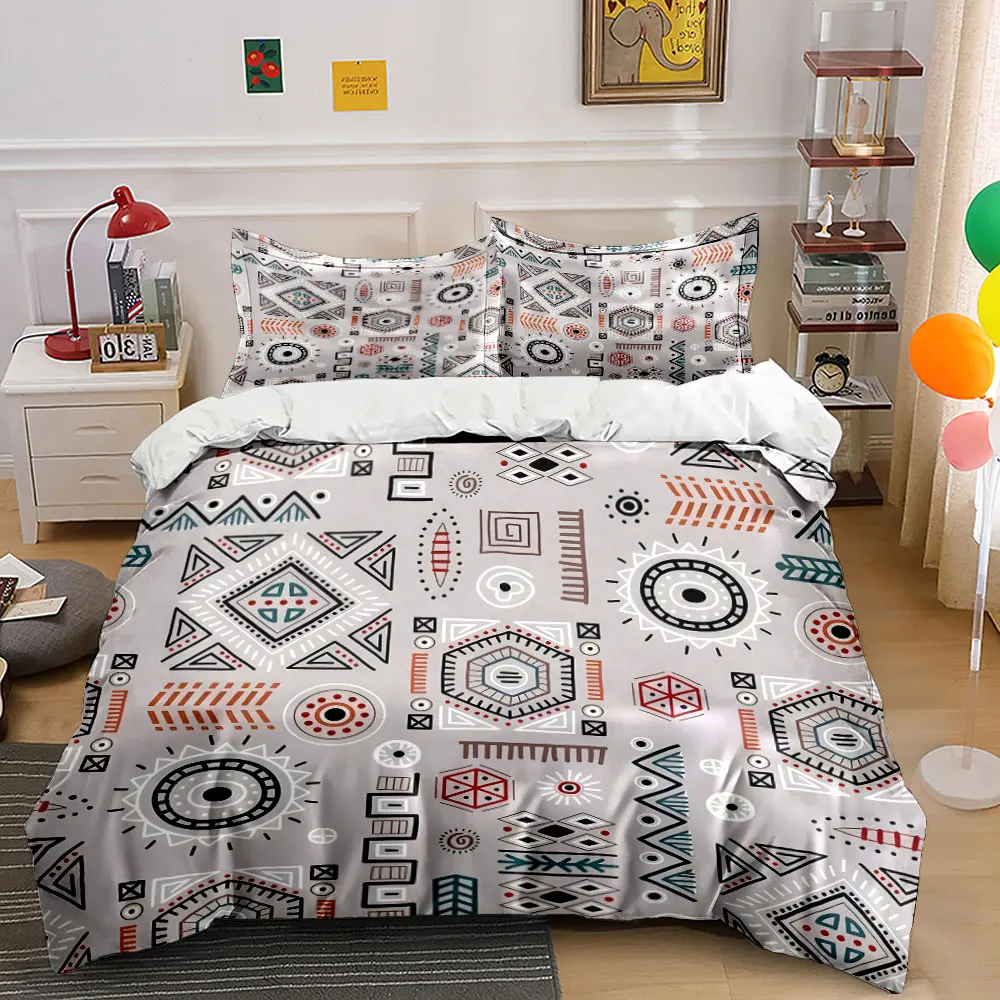 Geometric Patterns with Tribal Style Bedding Set for Kids Luxury Gift 3pcs Digital Print Comforter Set Soft Comfortable
Geometric Patterns with Tribal Style Bedding Set for Kids Luxury Gift 3pcs Digital Print Comforter Set Soft Comfortable