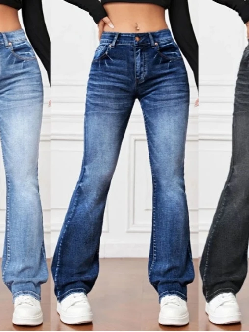 Fashionable Casual High Waist Micro Flared Jeans for Women Iron Free Durable Comfortable Fit Summer New Arrival Denim Blue
Fashionable Casual High Waist Micro Flared Jeans for Women Iron Free Durable Comfortable Fit Summer New Arrival Denim Blue