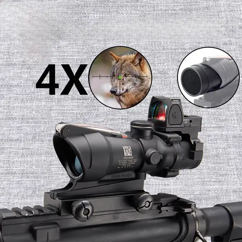 HOT 4X Magnifier 4X32 Real Fiber Optics Red Green Dot Sight Scope With RM Hunting 20mm Riflescope Killflash Cover Cap
